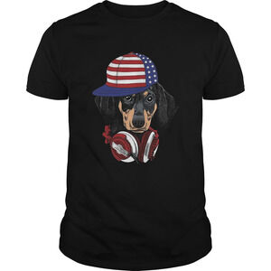 4 Of July Dachshund Listening Music Shirt
